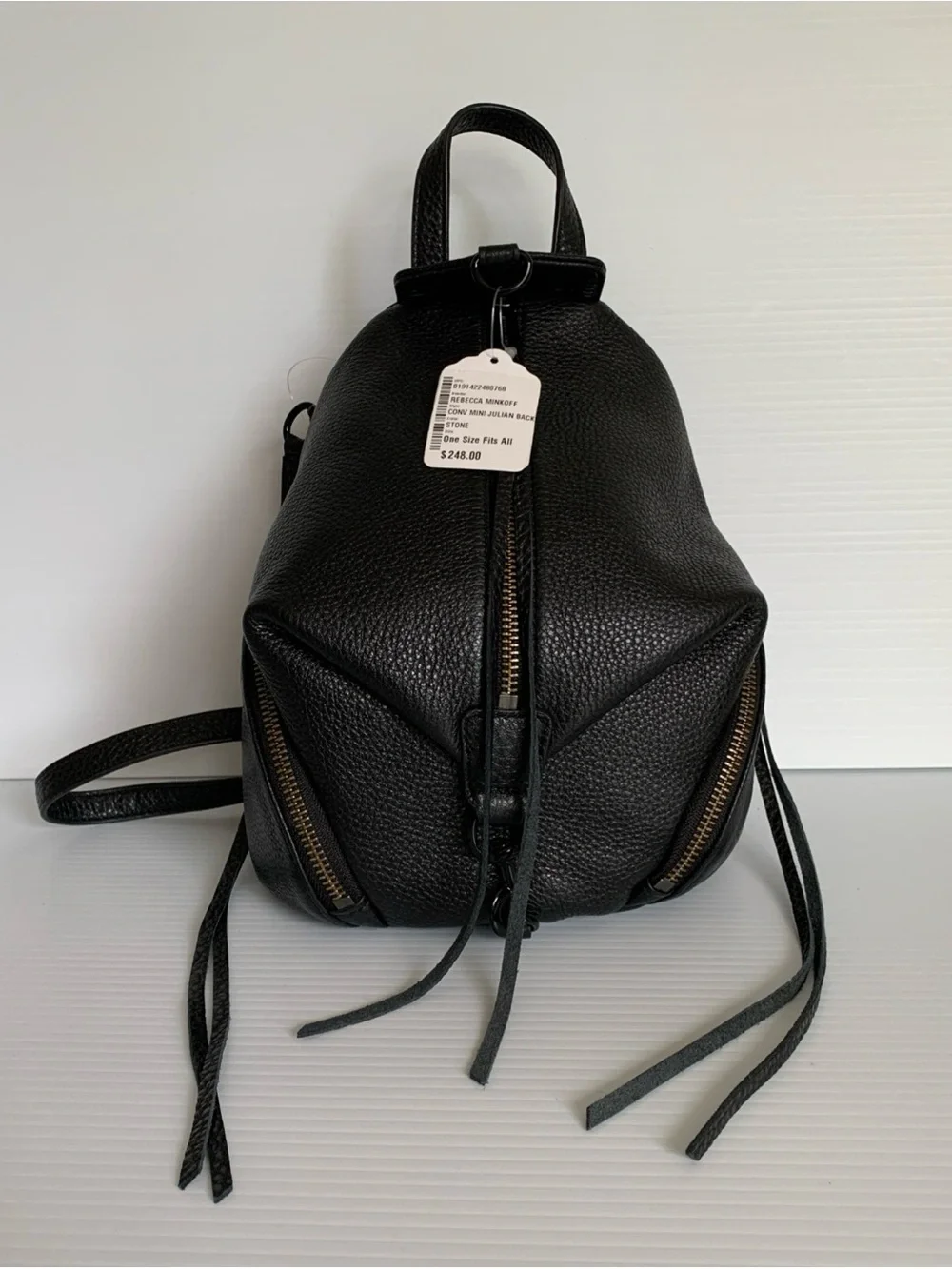 NWT Rebecca Minkoff Convertible Mini Julian Leather Backpack Black